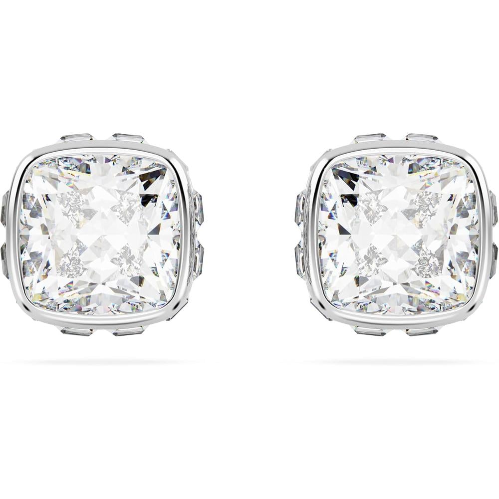 SWAROVSKI ARETES STUD CUADRADO BIRTHSTONE ABRIL RODIO | PLATEADO - 1