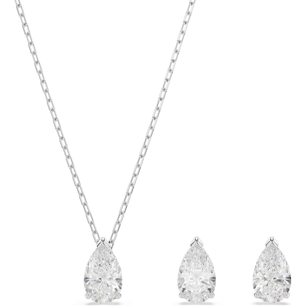 SWAROVSKI SET COLLAR Y ARETES GOTA STILLA ATTRACT RODIO | TRANSPARENTE - 1