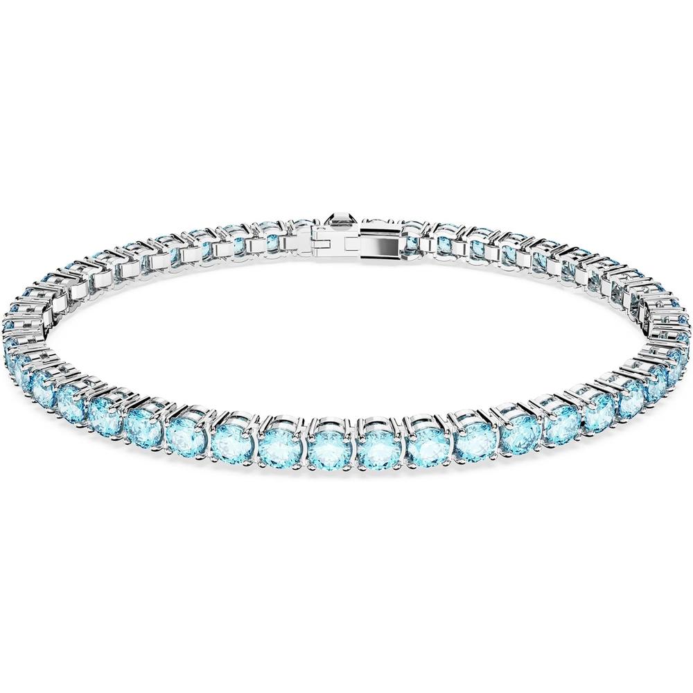 SWAROVSKI PULSERA TENNIS MATRIX RODIO EXTRA LARGE | AZUL - 1