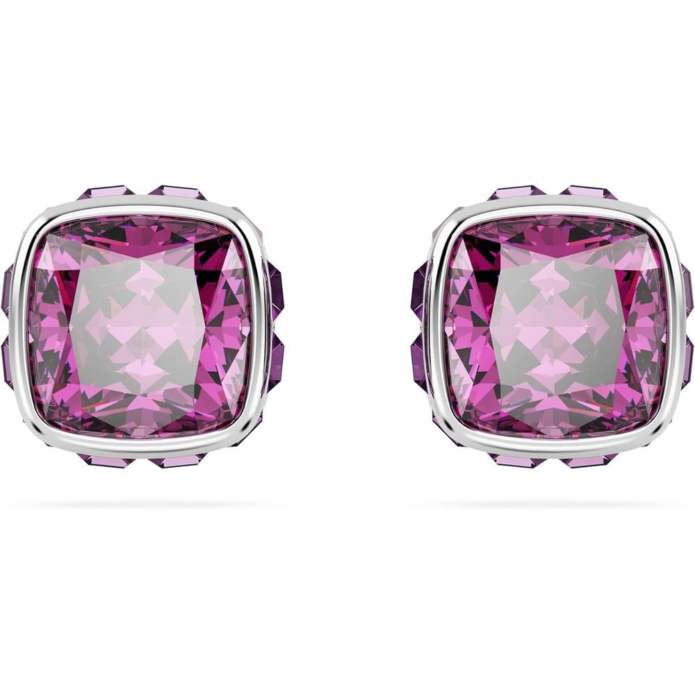 SWAROVSKI ARETES STUD CUADRADO BIRTHSTONE FEBRERO RODIO | ROSA - 1