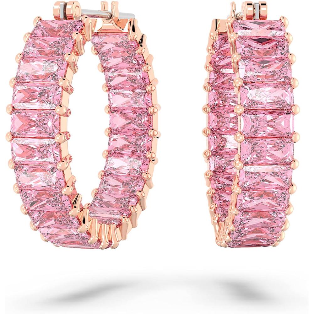 SWAROVSKI ARETES HOOP BAGUETTE MATRIX ORO ROSA | ROSA - 1