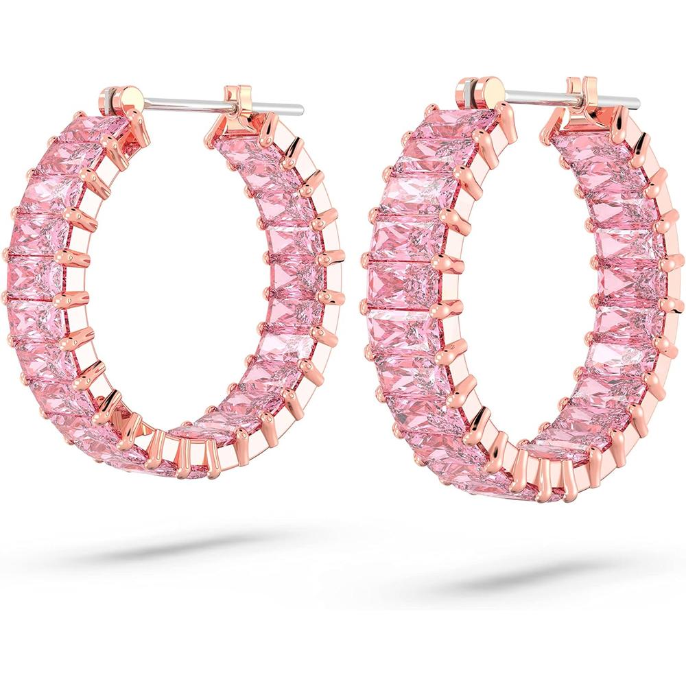 SWAROVSKI ARETES HOOP BAGUETTE MATRIX ORO ROSA | ROSA - 3