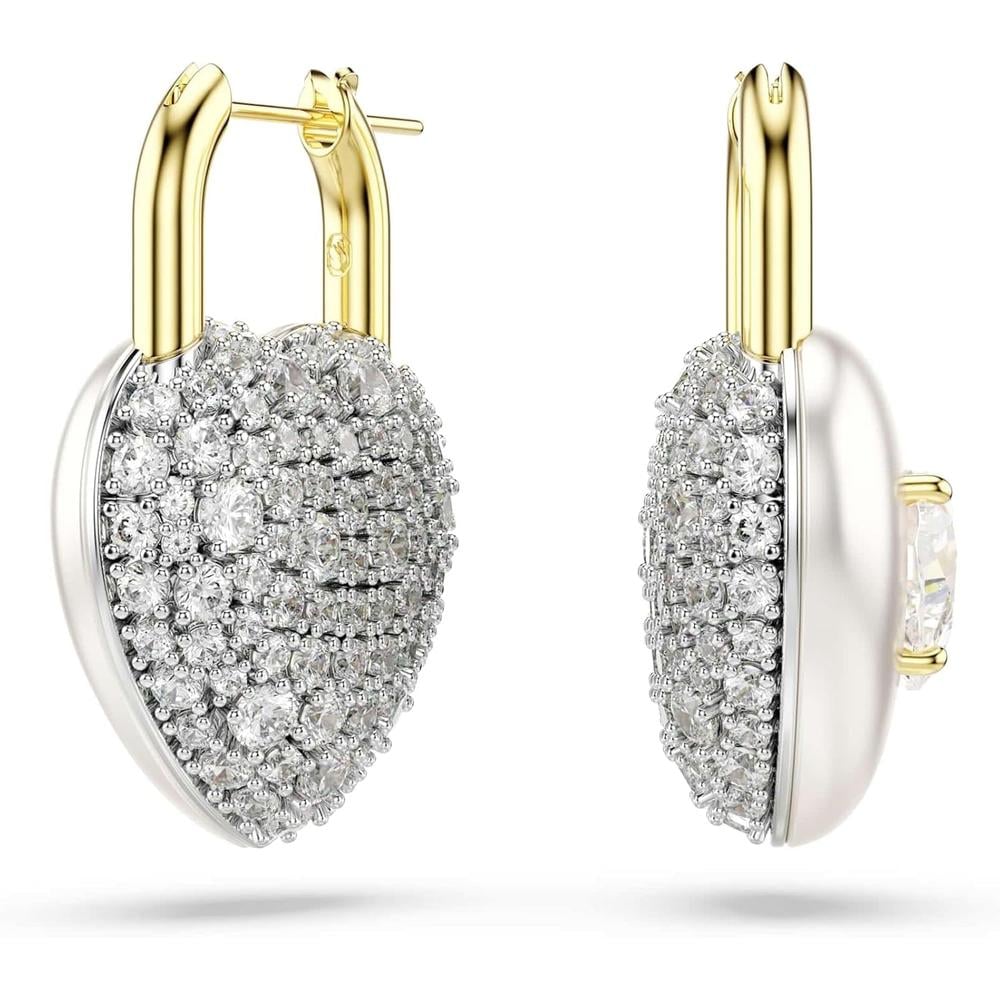 SWAROVSKI ARETES COLGANTES FORMA DE CORAZON IDYLLIA | DORADO/BLANCO - 1
