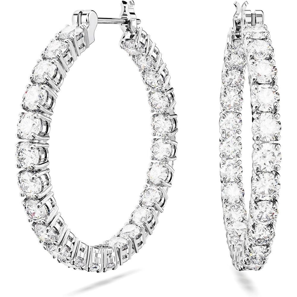 SWAROVSKI ARETES HOOP MATRIX RODIO | TRANSPARENTE - 1