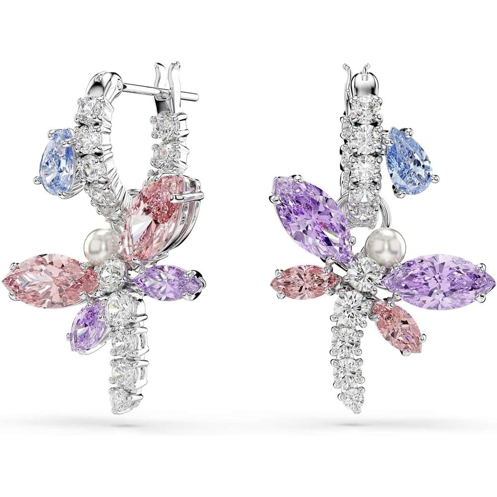 SWAROVSKI X ARIANA GRANDE ARETES ARO LIBÉLULA PAVÉ CRISTALES PERLA | MULTICOLOR - 1