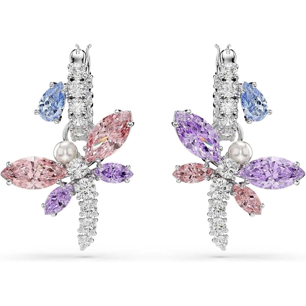 SWAROVSKI X ARIANA GRANDE ARETES ARO LIBÉLULA PAVÉ CRISTALES PERLA | MULTICOLOR - 2