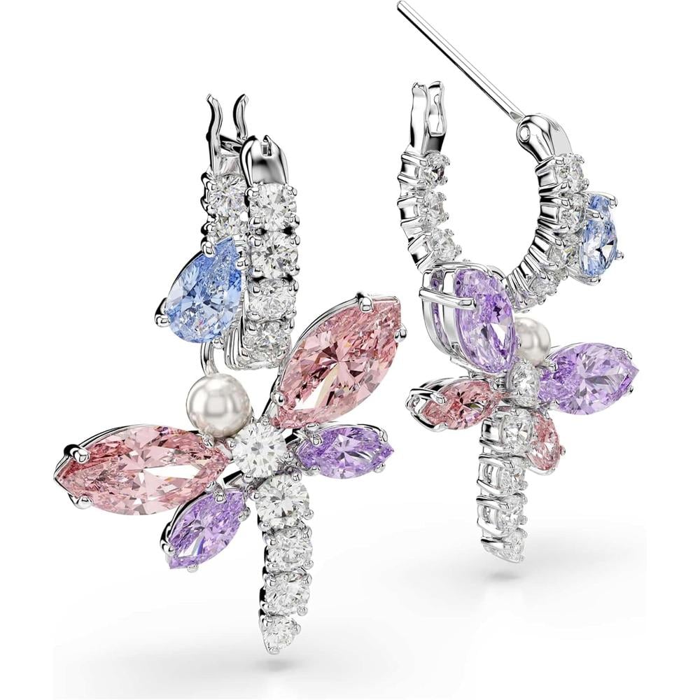 SWAROVSKI X ARIANA GRANDE ARETES ARO LIBÉLULA PAVÉ CRISTALES PERLA | MULTICOLOR - 3