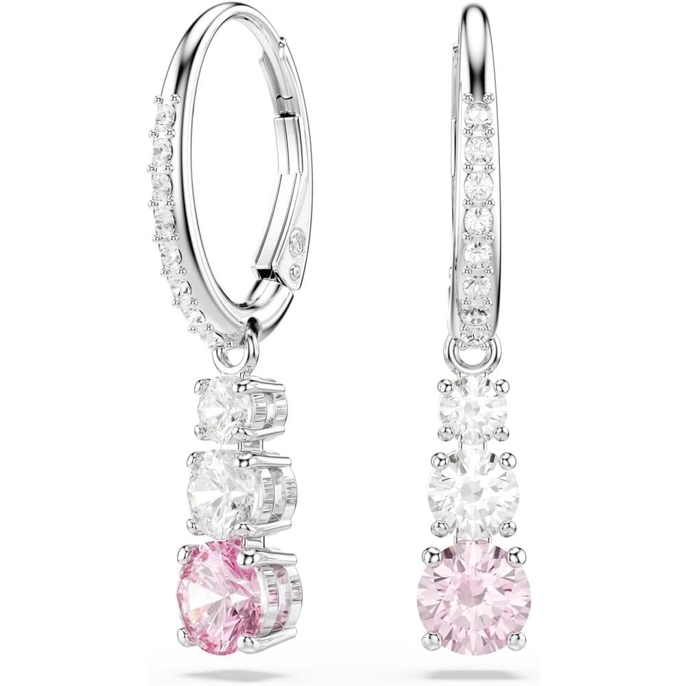 SWAROVSKI ARETES ARO CRISTALES PAVÉ RODIO | ROSA/PLATEADO - 1
