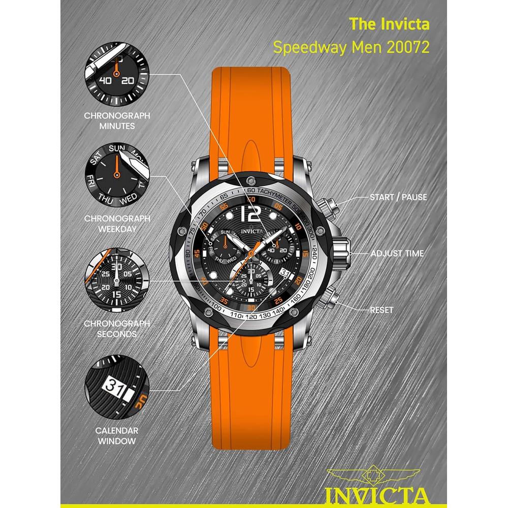 RELOJ INVICTA SPEEDWAY SILICONA CUARZO 51 MM HOMBRE - 4