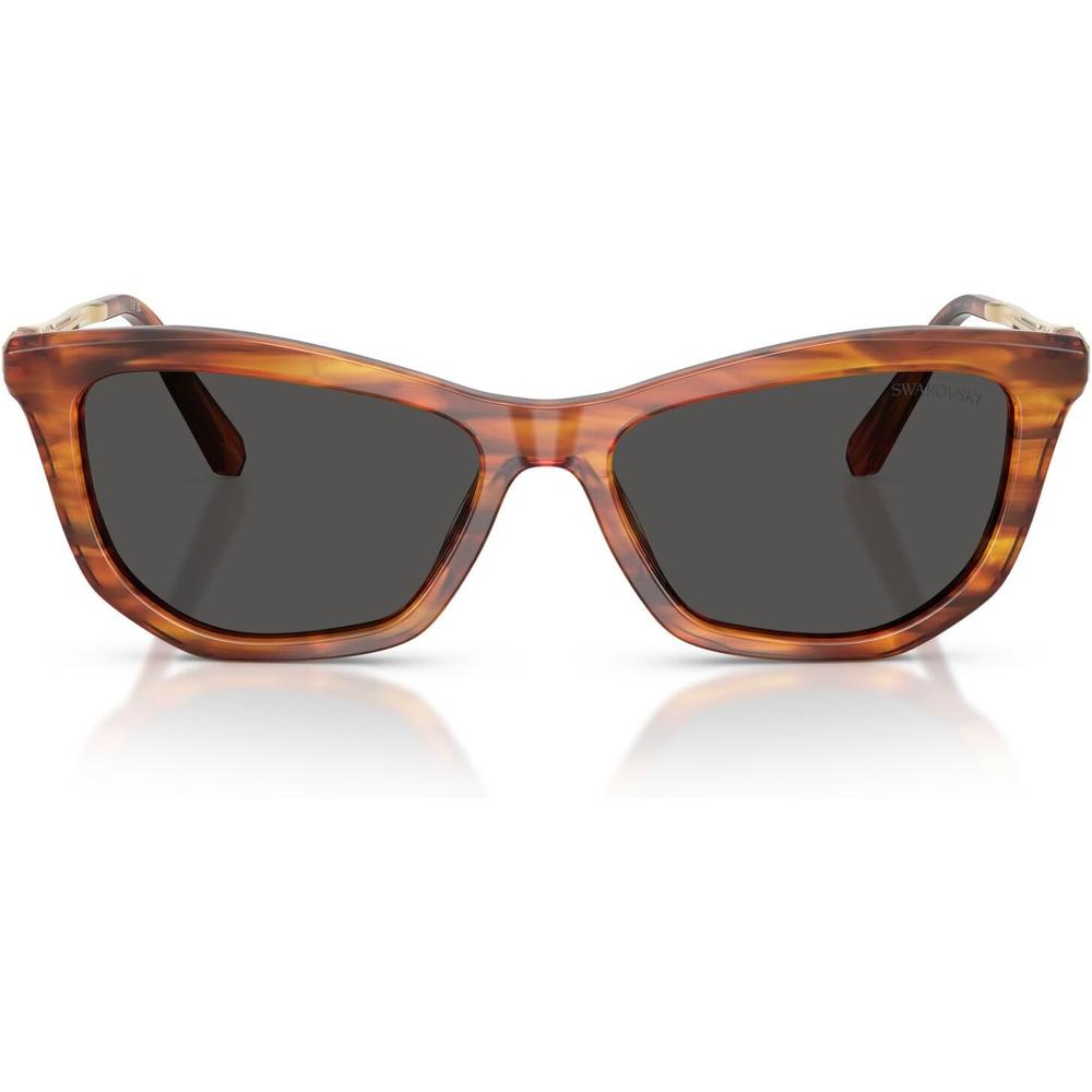 SWAROVSKI MONTURA SK6057 56 MM MUJER | STRIPED HAVANA/DARK GREY - 1