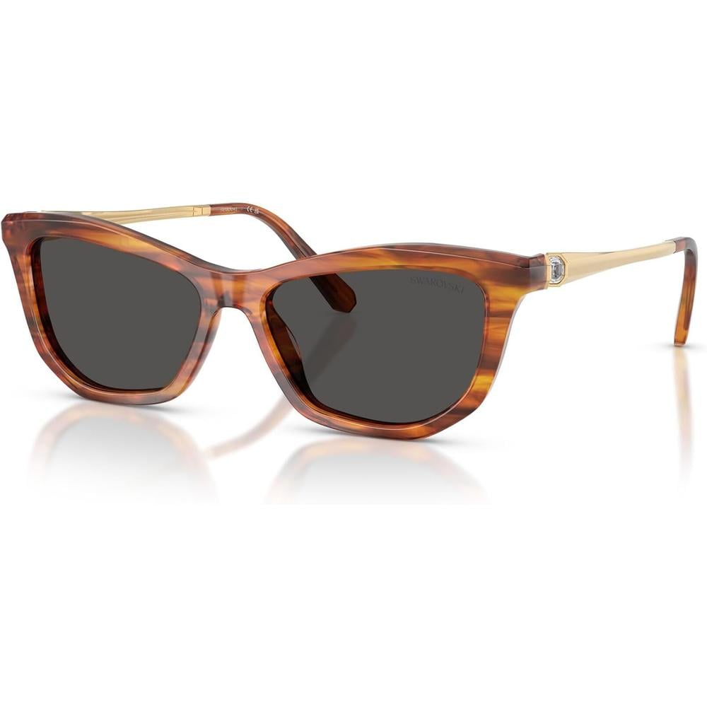 SWAROVSKI MONTURA SK6057 56 MM MUJER | STRIPED HAVANA/DARK GREY - 2