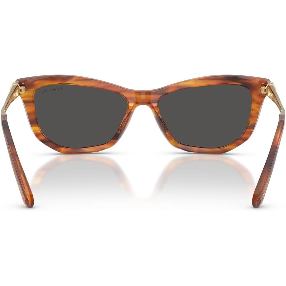 SWAROVSKI MONTURA SK6057 56 MM MUJER | STRIPED HAVANA/DARK GREY - 4