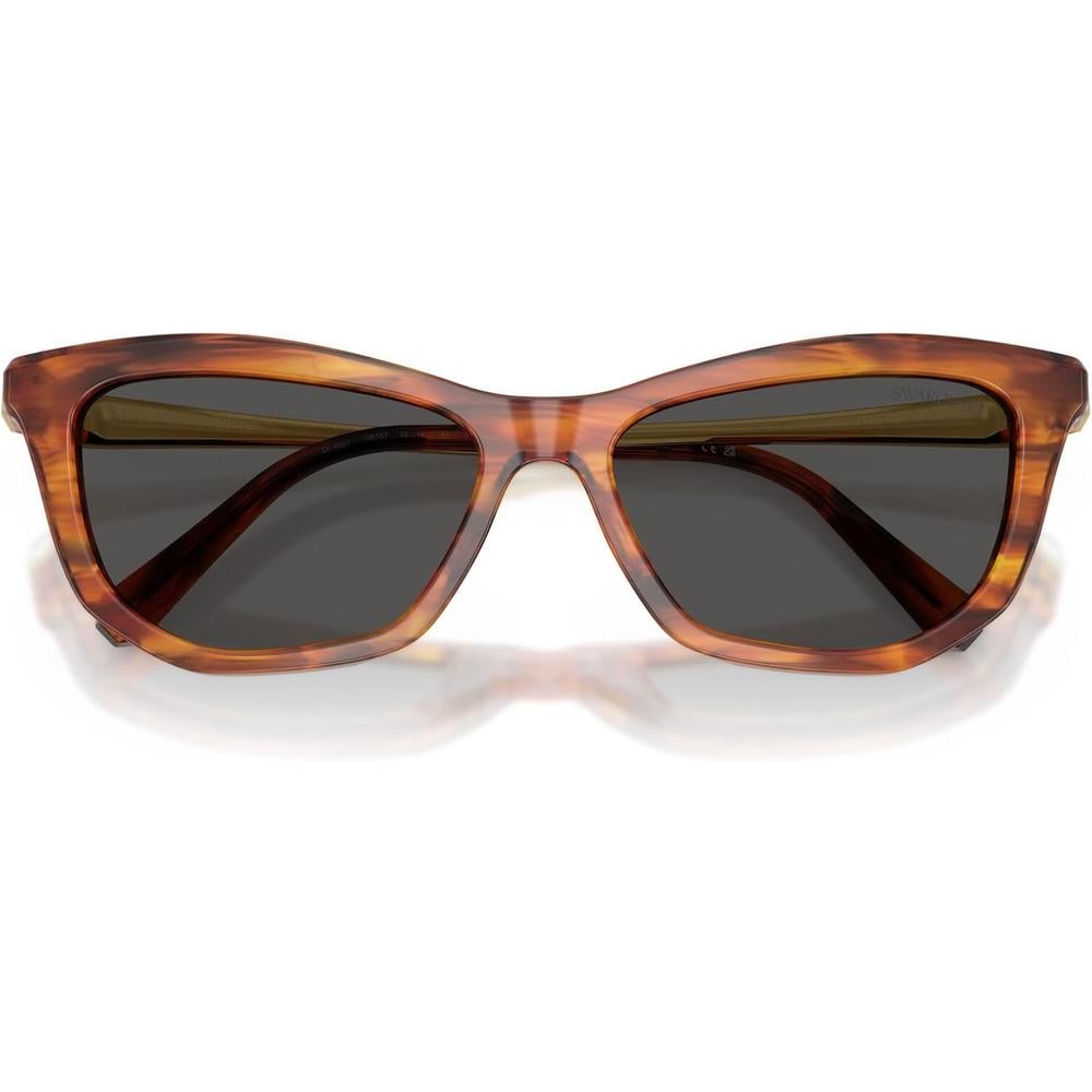 SWAROVSKI MONTURA SK6057 56 MM MUJER | STRIPED HAVANA/DARK GREY - 5
