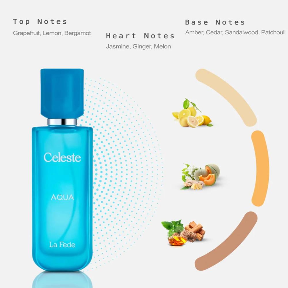 PERFUME KHADLAJ LA FEDE CELESTE AQUA EDP UNISEX 3.4 OZ / 100 ML - 2