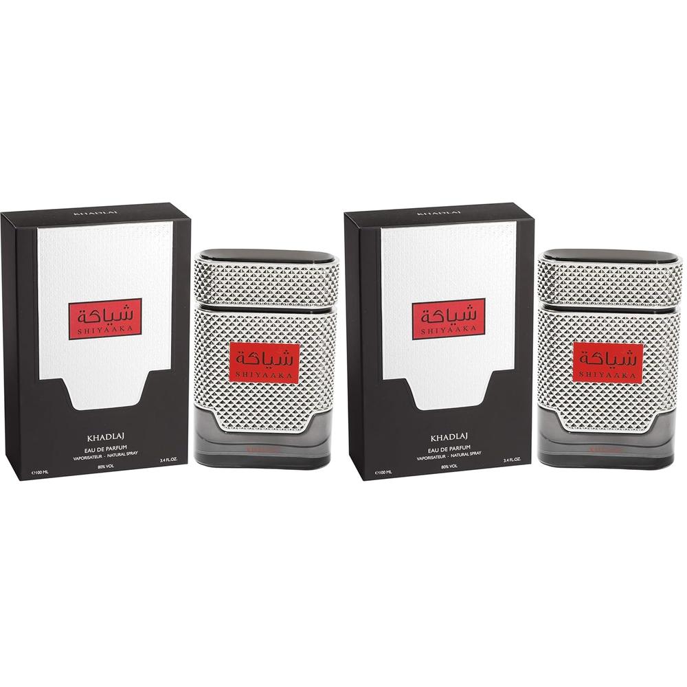 PACK 2 PERFUME KHADLAJ SHIYAAKA SILVER EDP HOMBRE 3.4 OZ / 100 ML - 1