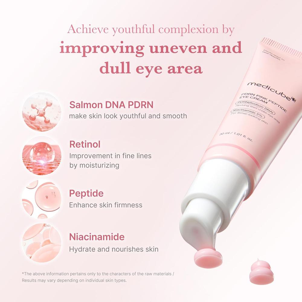 SÉRUM CONTORNO DE OJOS MEDICUBE SALMON PINK PEPTIDE EYE SERUM 1 OZ / 30 ML - 3