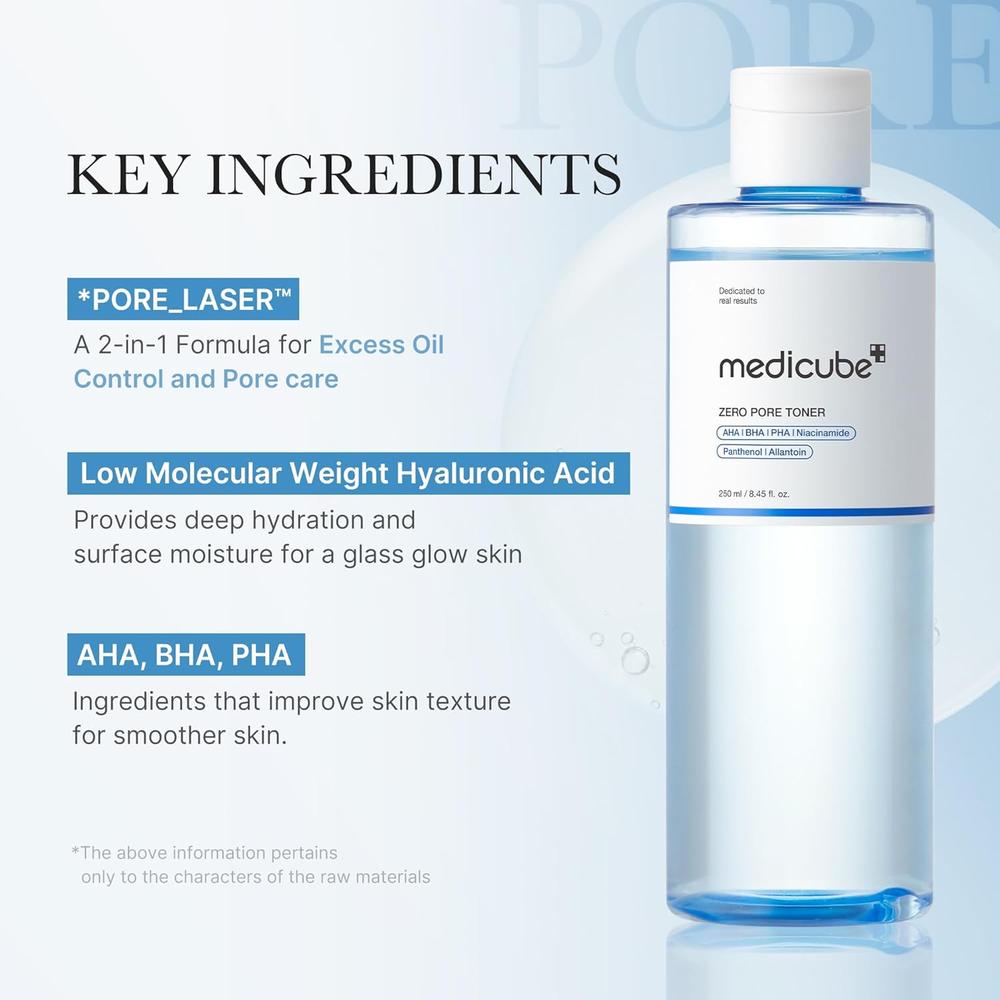 TÓNICO MEDICUBE ZERO PORE TONER 8.45 OZ / 250 ML - 3
