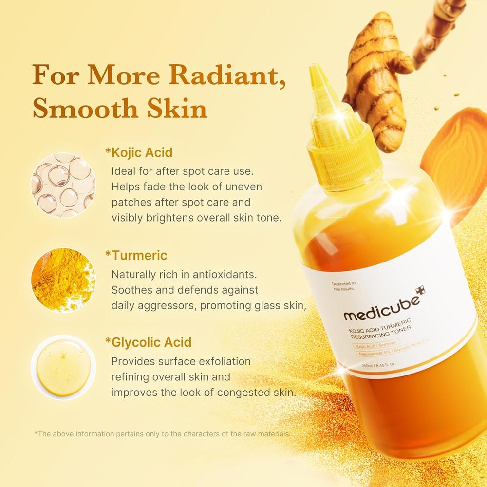 TÓNICO MEDICUBE TURMERIC KOJIC ACID TONER 8.45 OZ / 250 ML - 3