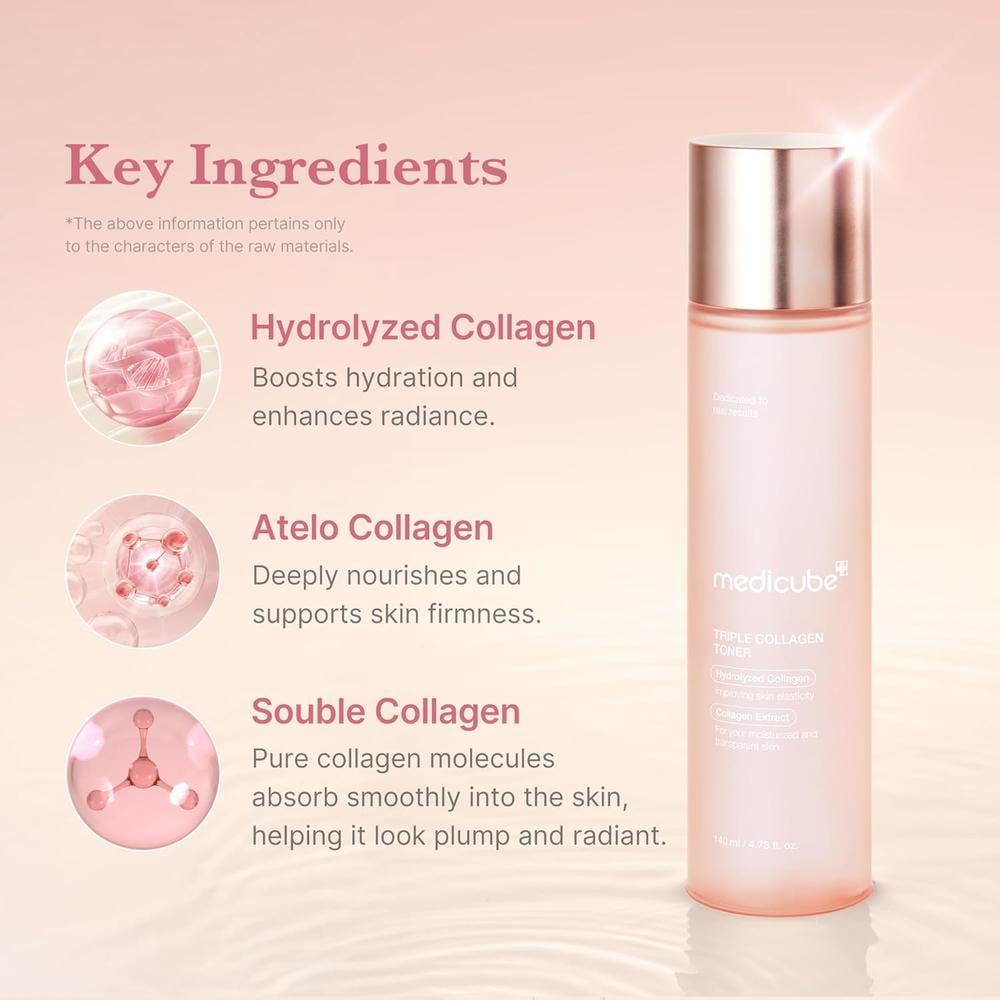 TÓNICO MEDICUBE TRIPLE COLLAGEN TONER 4.73 OZ / 140 ML - 3