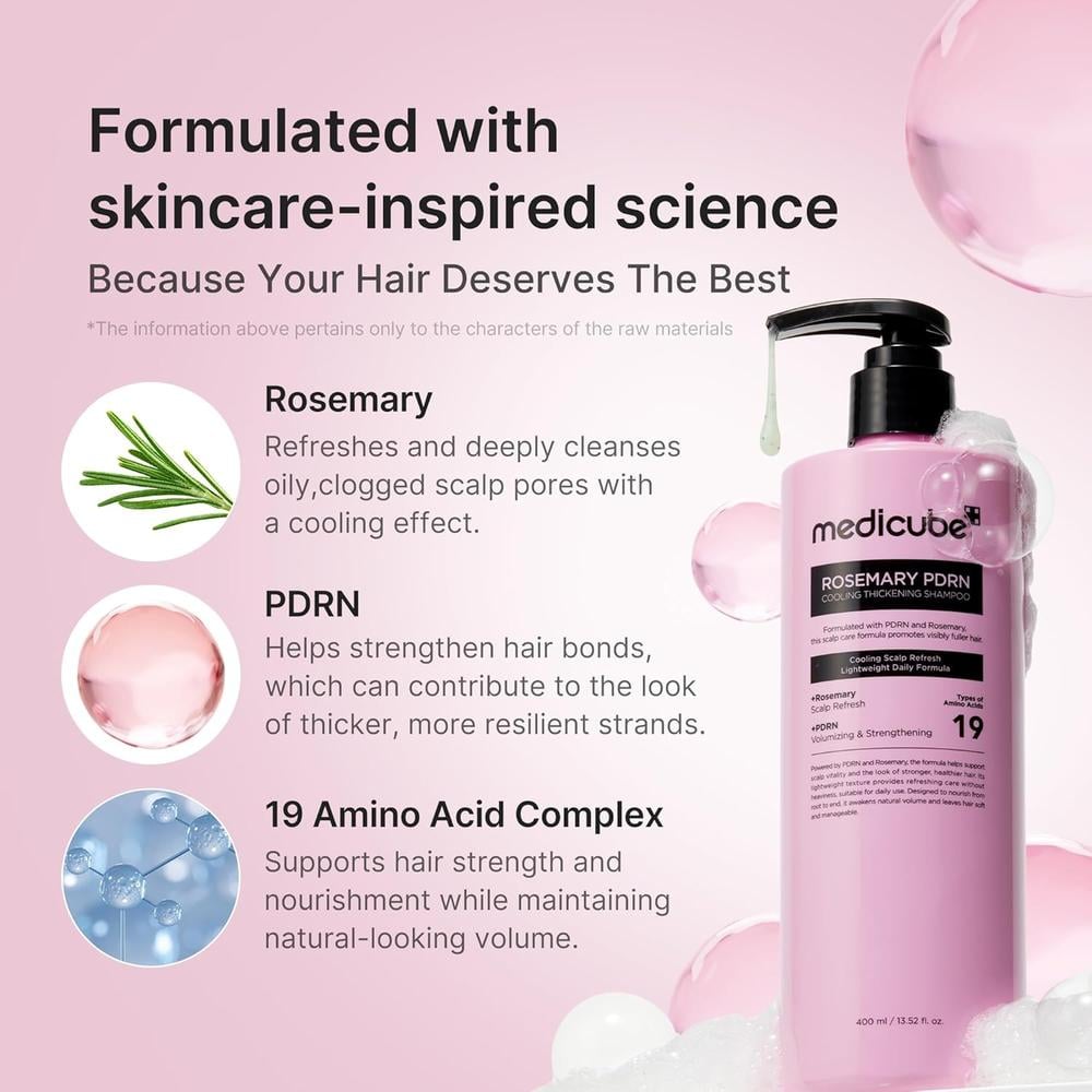 SHAMPOO MEDICUBE ROMERO Y POLVO DENSIFICADOR 13.52 OZ / 400 ML - 4