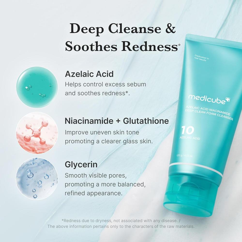LIMPIADOR FACIAL MEDICUBE AZELAIC ACID FOAM CLEANSER 4.23 OZ / 120 G - 3