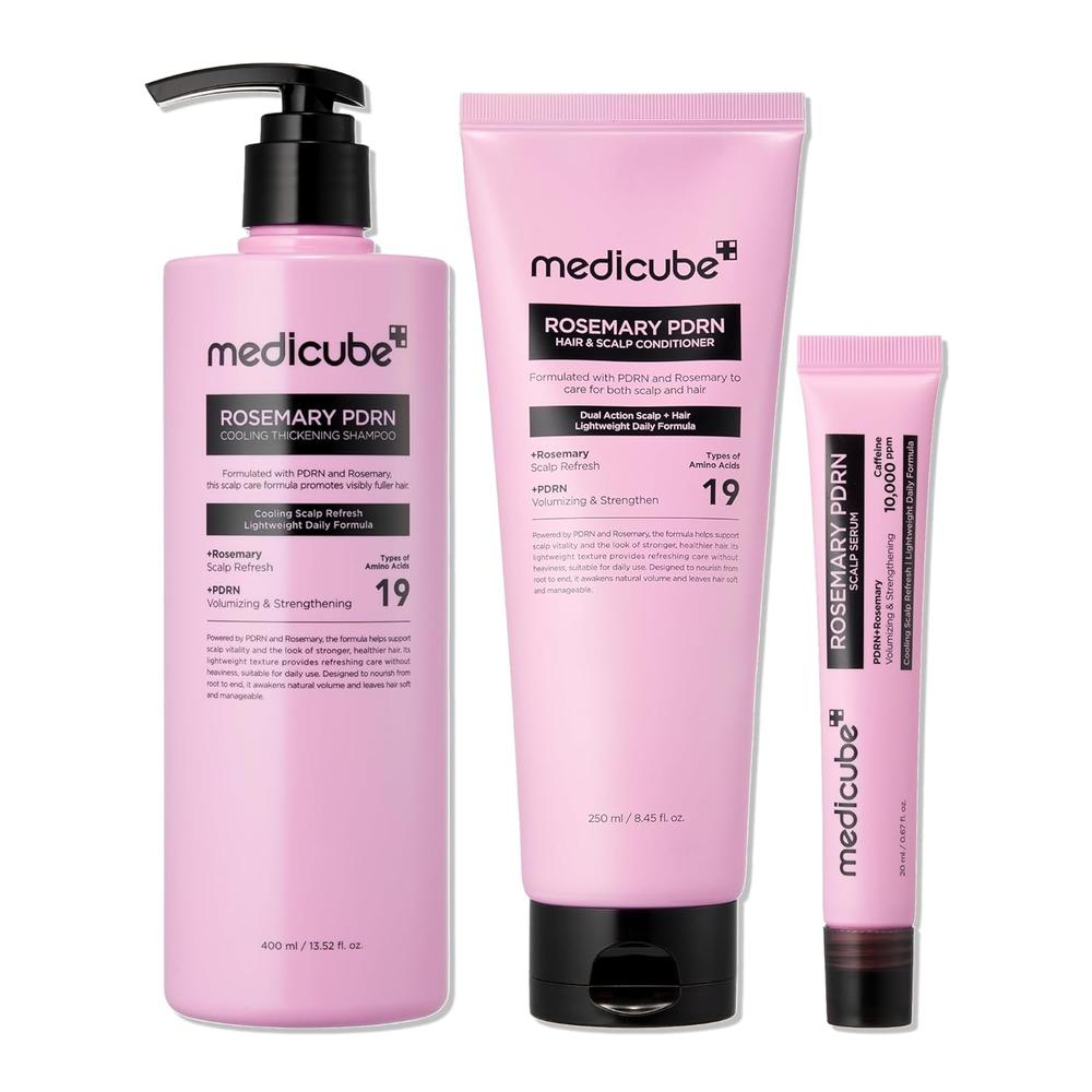 SET COREANO CAPILAR MEDICUBE 13.52 OZ / 400 ML + 8.45 OZ / 250 ML + 0.67 OZ / 20 ML - 1