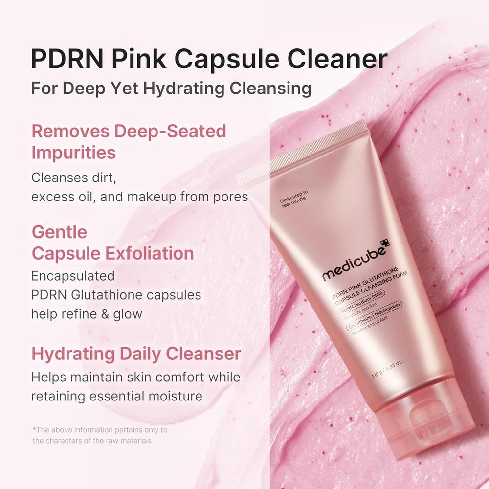 LIMPIADOR FACIAL MEDICUBE PDRN CAPSULAS DE GLUTATION ROSA 4.23 OZ / 120 G - 3