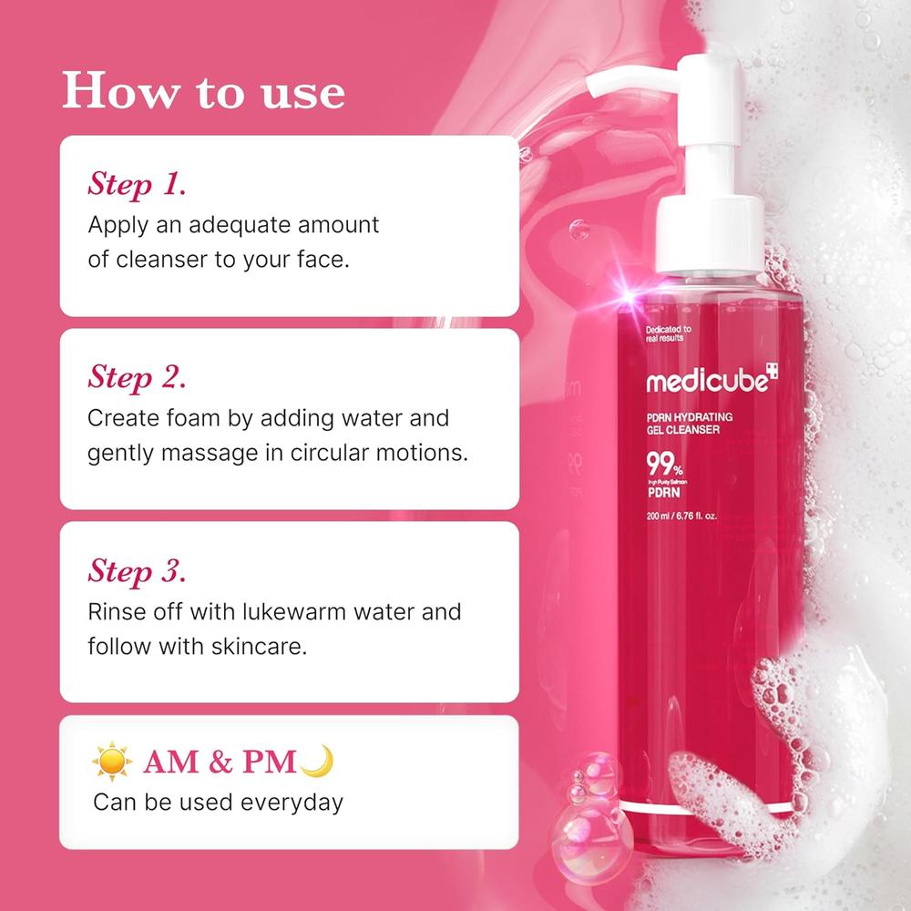 LIMPIADOR FACIAL EN GEL A ESPUMA MEDICUBE PDRN 6.76 OZ / 200 ML - 4