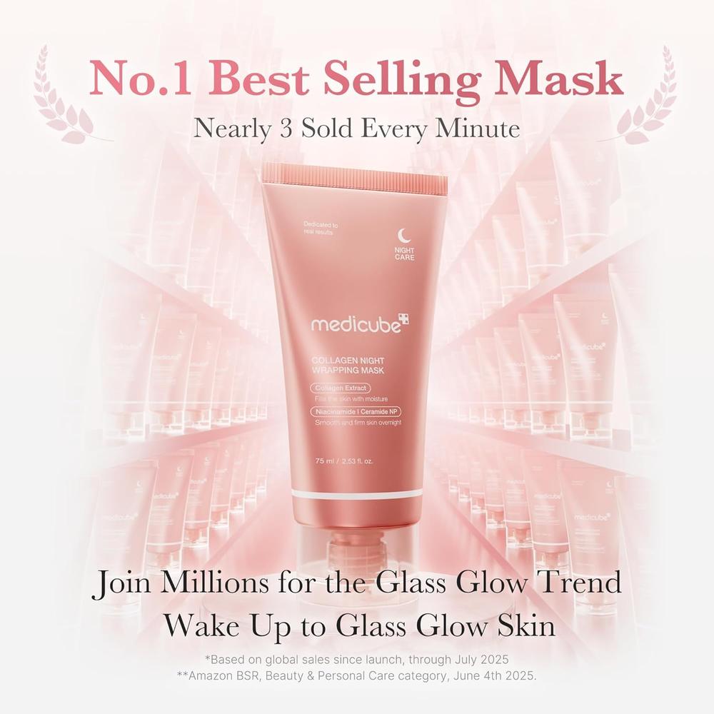 SET MASCARILLAS FACIALES NOCTURNAS MEDICUBE VIRAL GLASS GLOW 3 PZS - 2