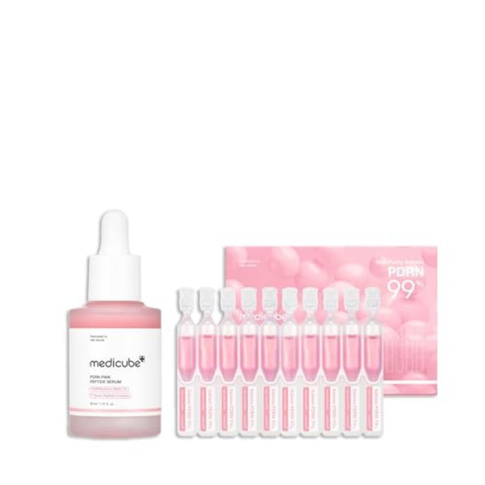 SET MEDICUBE SALMON DNA PDRN PINK PEPTIDE + ONE DAY AMPOULE 10 PZS - 1