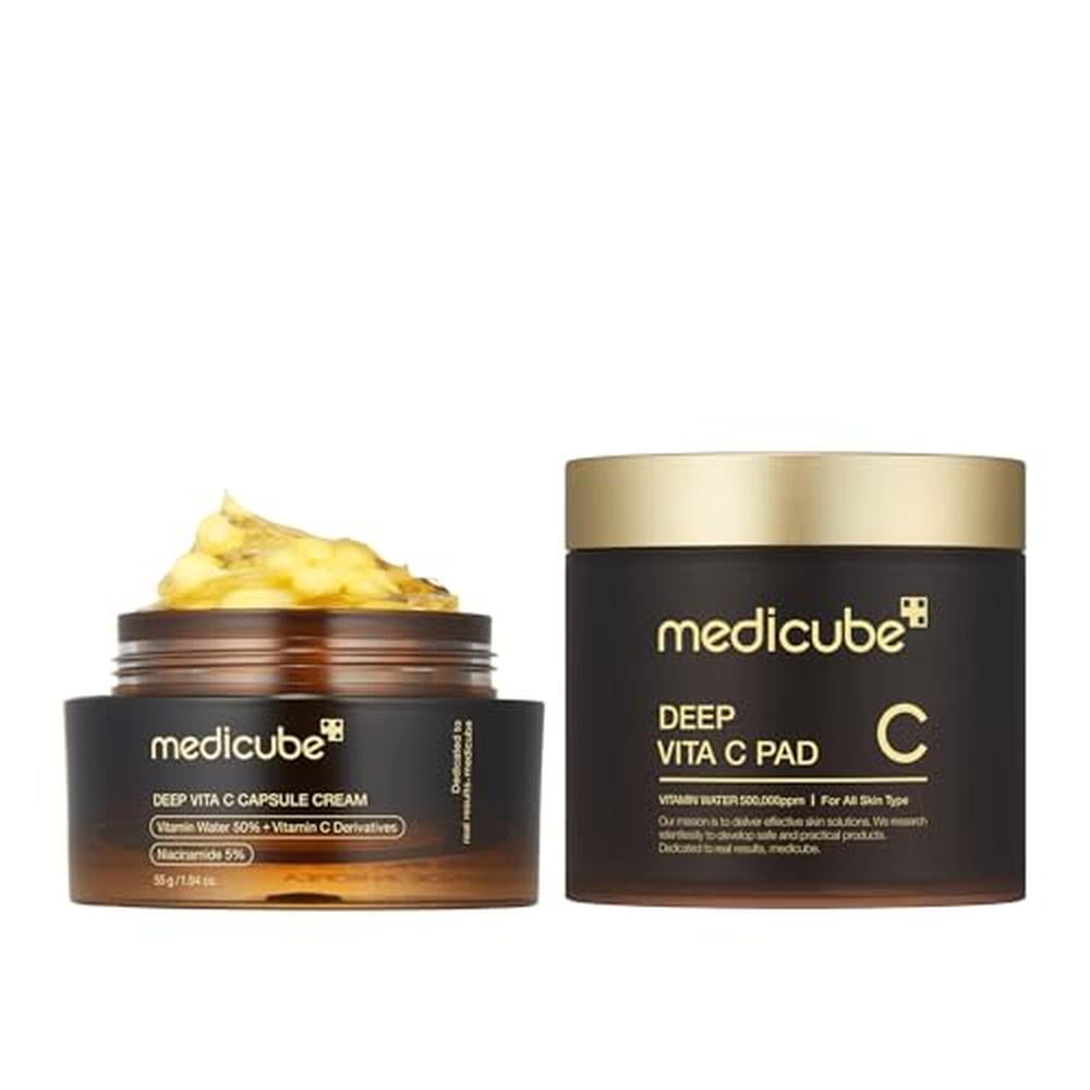 SET MEDICUBE DEEP VITA C PAD + GOLD VITA C CAPSULE CREAM - 1