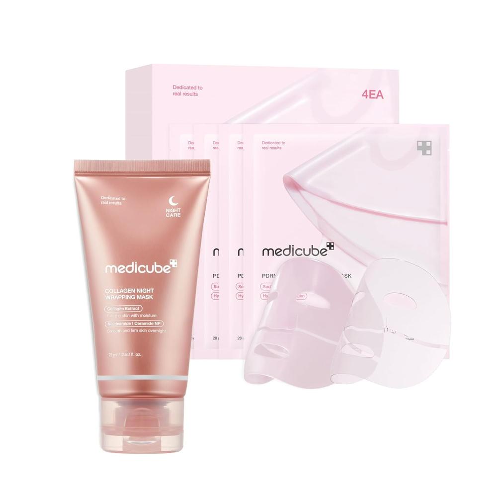 SET MEDICUBE NIGHT COLLAGEN MASK + SALMON DNA PDRN MASK 5 PZS - 1