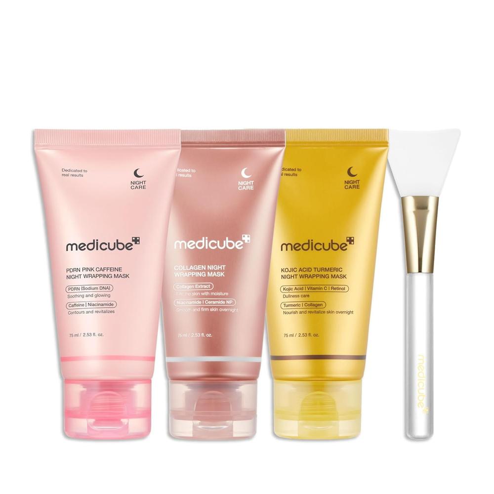 SET MASCARILLAS COREANAS MEDICUBE BRILLO NOCTURNO 4 PZS - 1