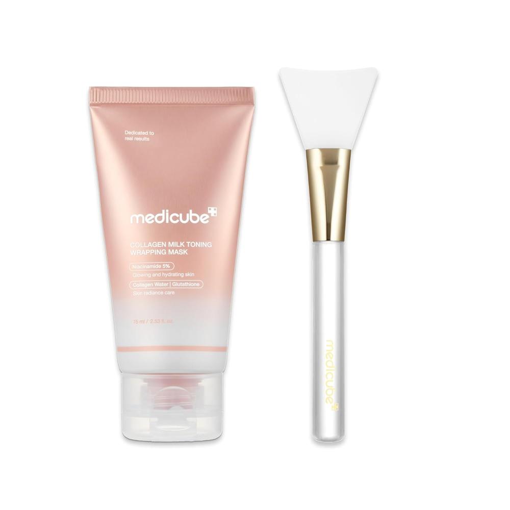 SET MASCARILLA FACIAL DE COLAGENO MEDICUBE GLASEADO Y BROCHA JELLY 2 PZS - 1