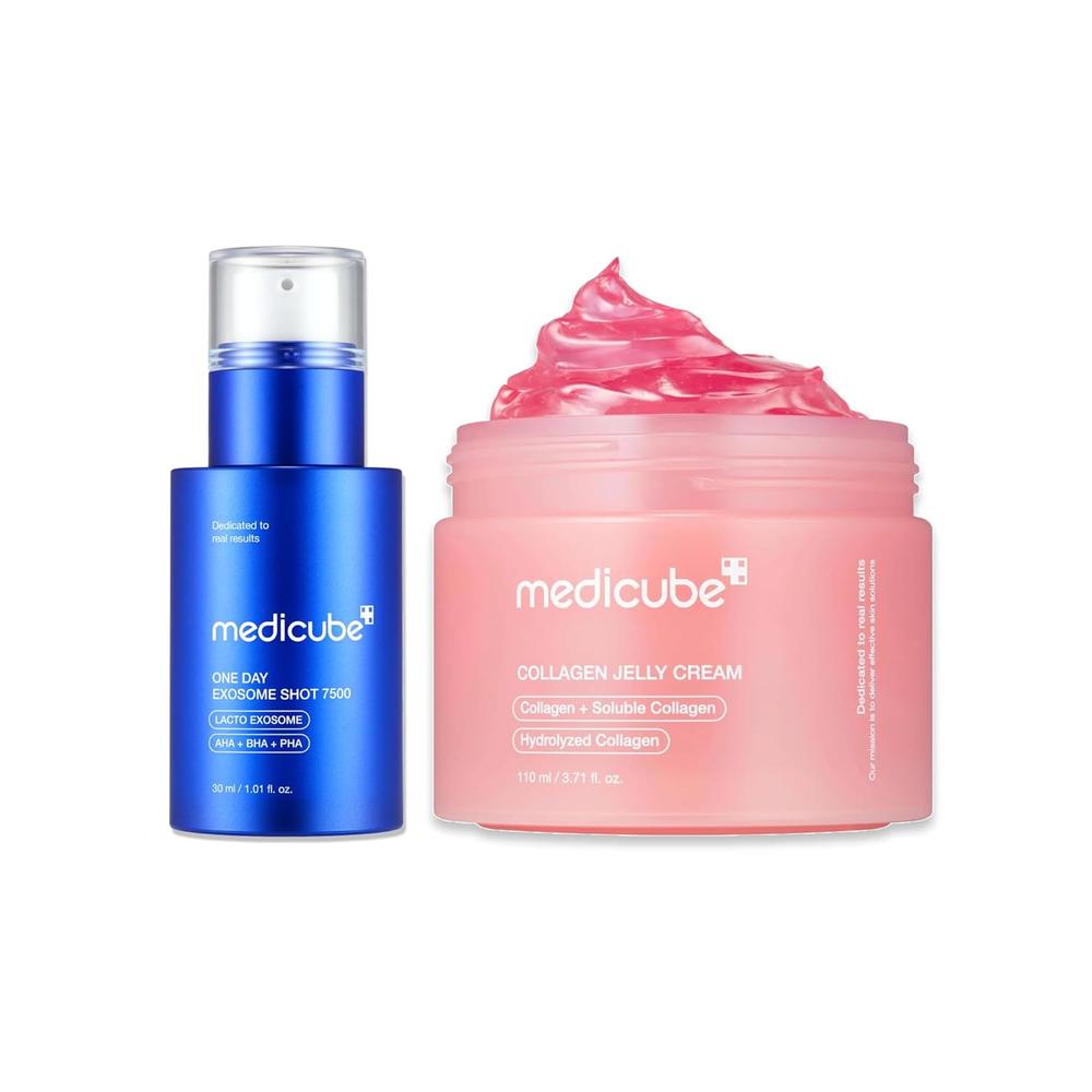 SET MEDICUBE GLOW BOOST EXOSOME SHOT 7500 + COLLAGEN GEL CREAM 3.7 OZ / 110 ML | 2 PZS - 1