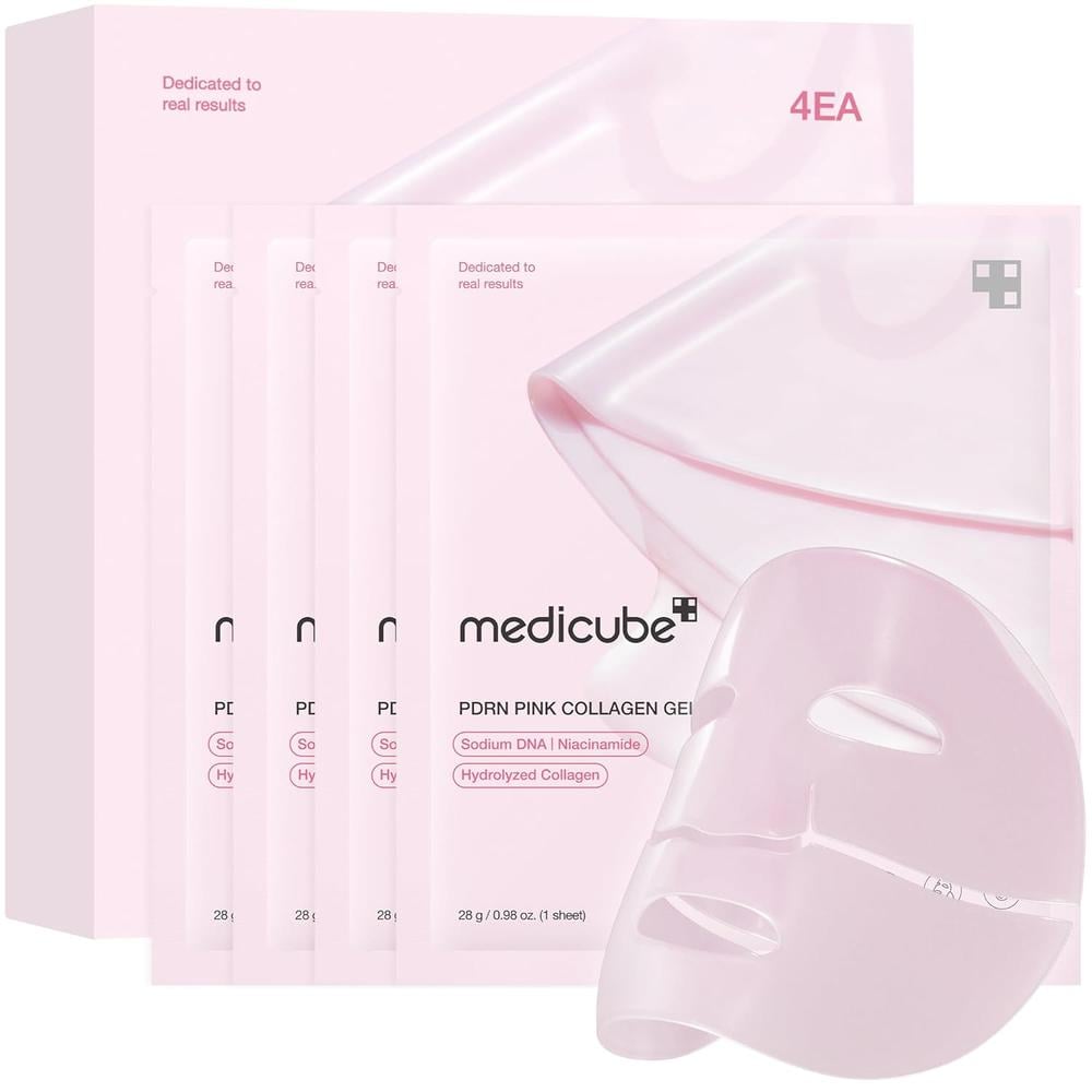 PACK 4 MASCARILLA MEDICUBE SALMON PINK COLLAGEN GEL MASK 0.98 OZ / 28 G - 1