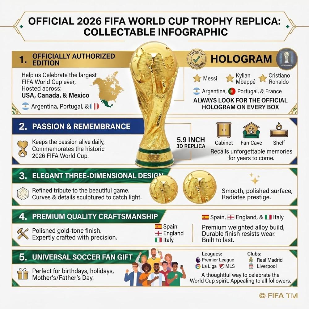 TROFEO 3D FIFA WORLD CUP 2026 15 CM - 2