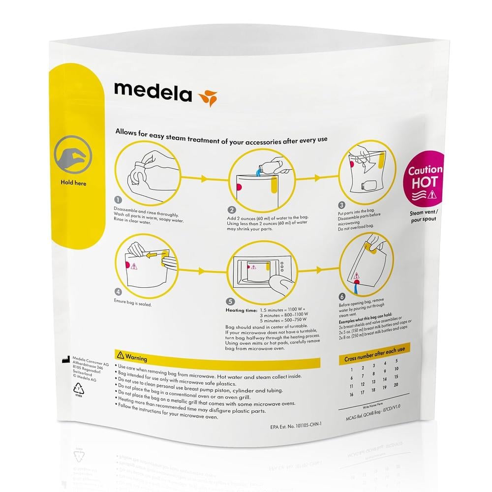 5 BOLSAS ESTERILIZADORAS PARA MICROONDAS - MEDELA QUICK CLEAN - 3