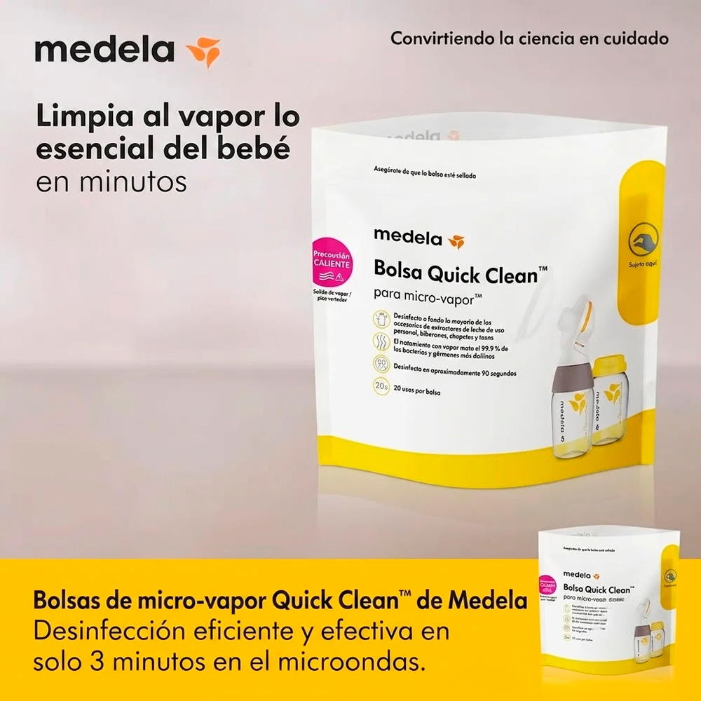 12 BOLSAS ESTERILIZADORAS MICROONDAS - MEDELA QUICK CLEAN - 2