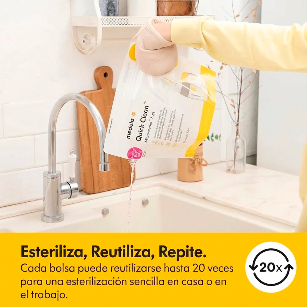 12 BOLSAS ESTERILIZADORAS MICROONDAS - MEDELA QUICK CLEAN - 5