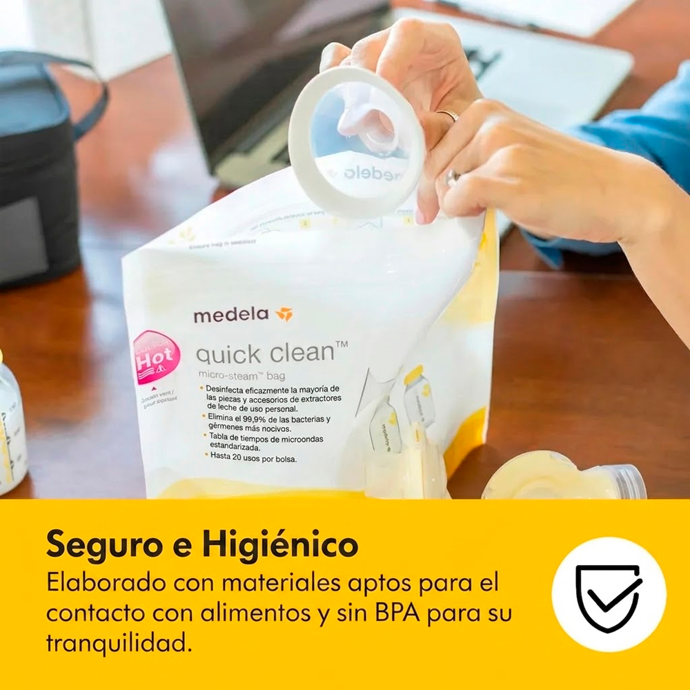12 BOLSAS ESTERILIZADORAS MICROONDAS - MEDELA QUICK CLEAN - 6