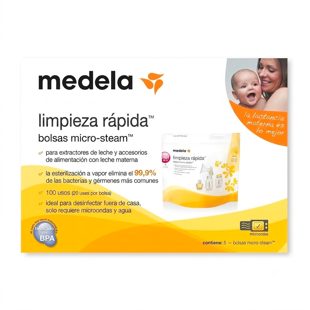 10 BOLSAS ESTERILIZADORAS MICROONDAS - MEDELA QUICK CLEAN - 4