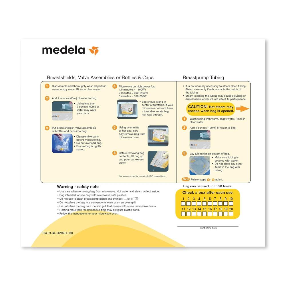10 BOLSAS ESTERILIZADORAS MICROONDAS - MEDELA QUICK CLEAN - 5