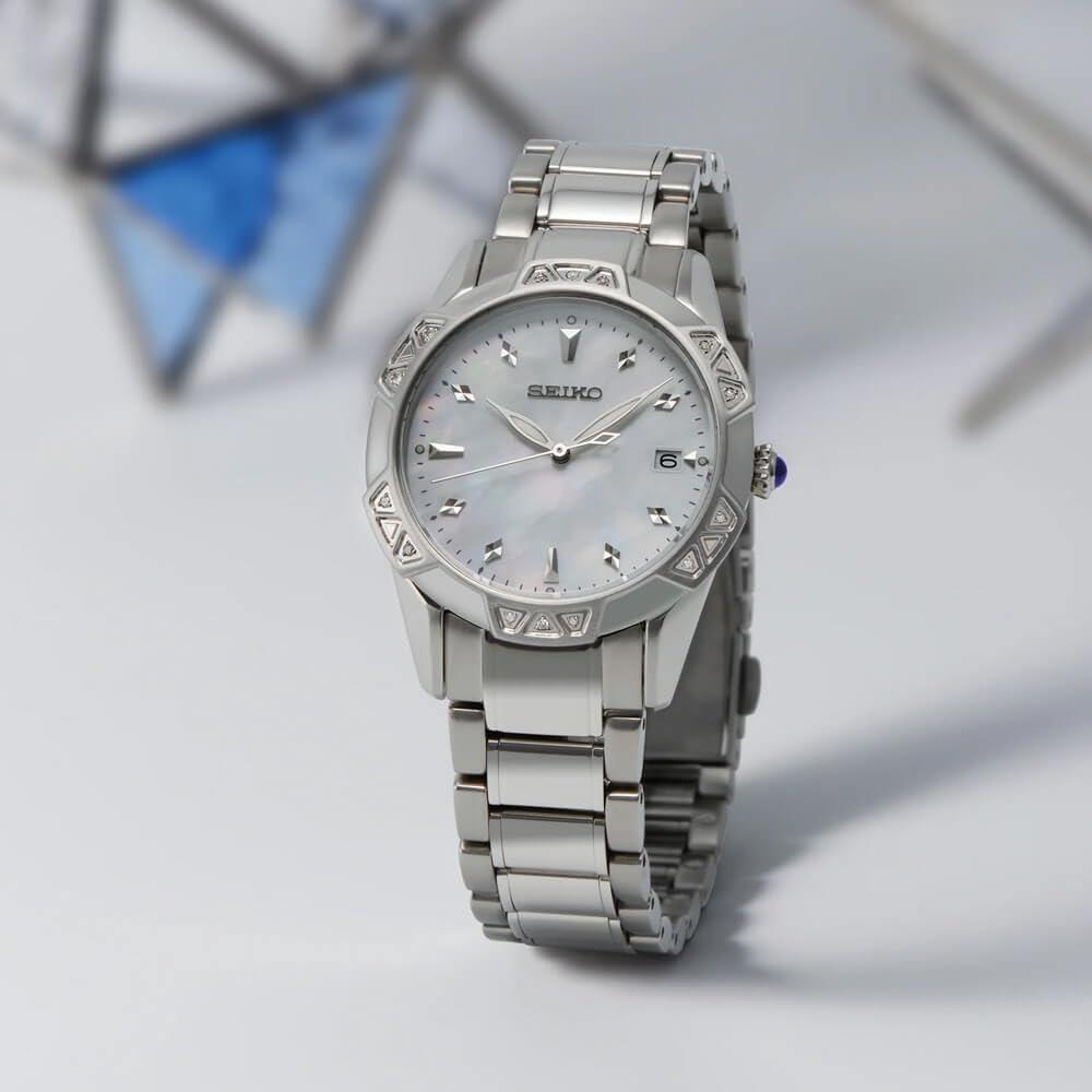 RELOJ SEIKO DIAMANTES ACERO INOXIDABLE MUJER | ROSADO BEBÉ - 4