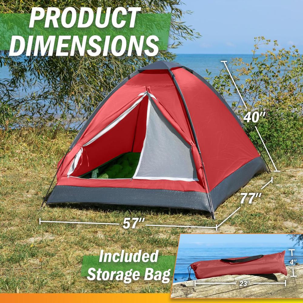 TIENDA DE CAMPAÑA WAKEMAN OUTDOORS ROJO OSCURO 2 PERSONAS - 2