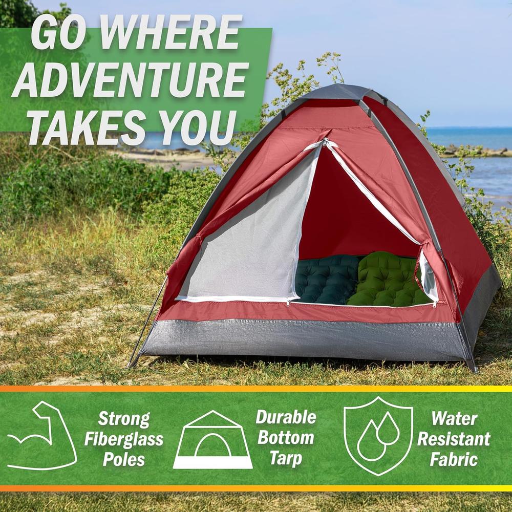 TIENDA DE CAMPAÑA WAKEMAN OUTDOORS ROJO OSCURO 2 PERSONAS - 3
