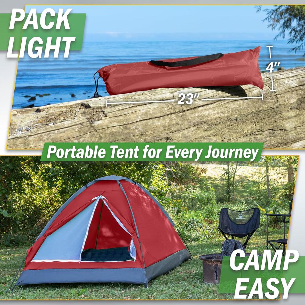 TIENDA DE CAMPAÑA WAKEMAN OUTDOORS ROJO OSCURO 2 PERSONAS - 5