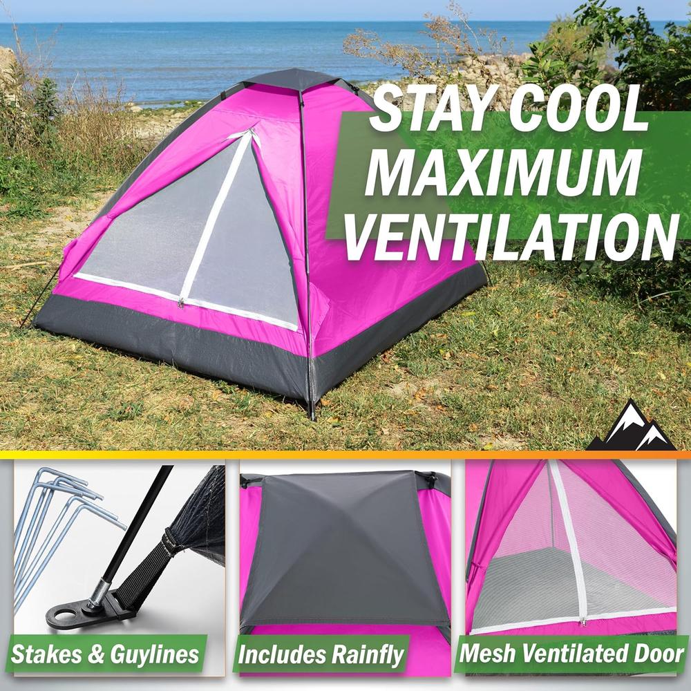 TIENDA DE CAMPAÑA WAKEMAN OUTDOORS PINK 2 PERSONAS - 4