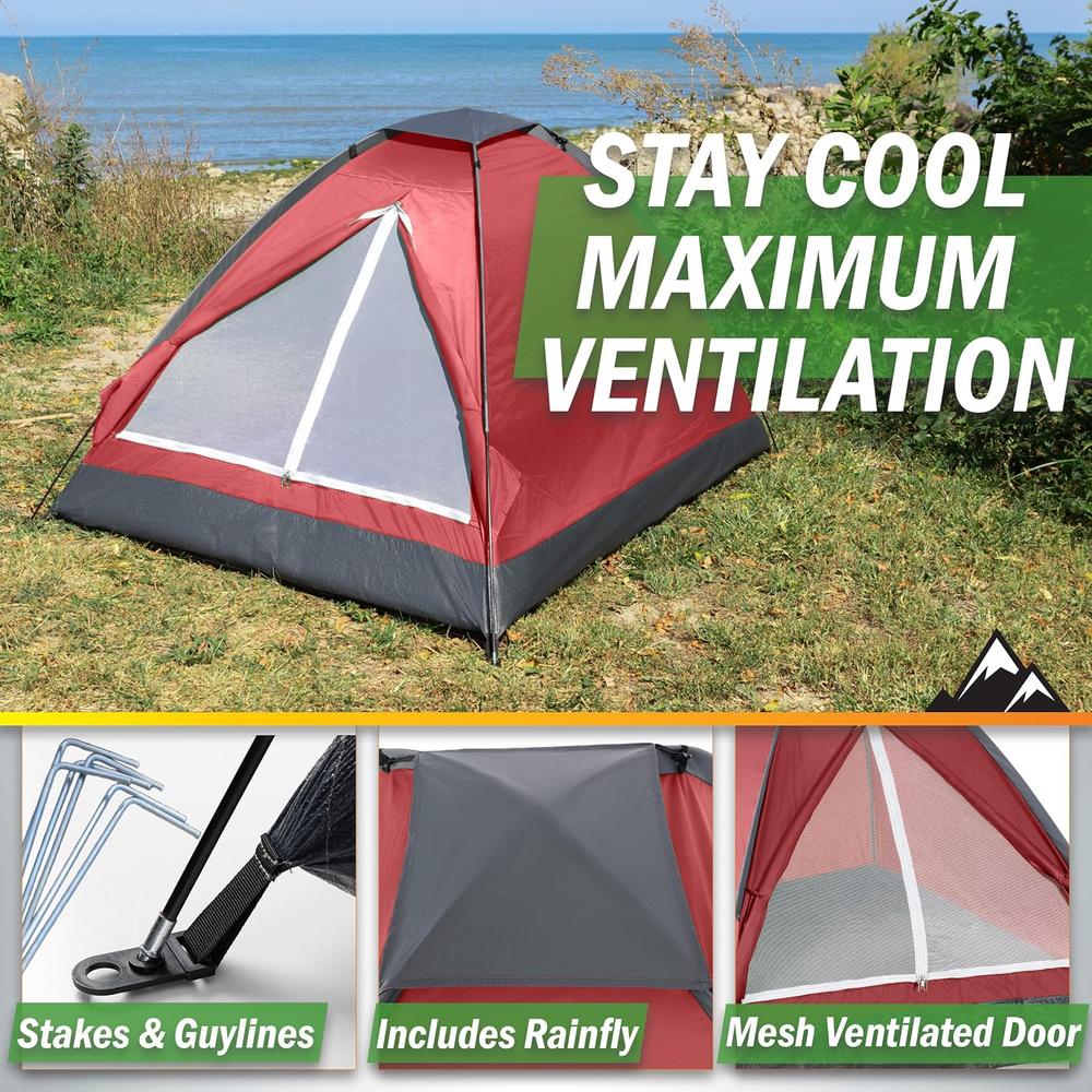 TIENDA DE CAMPAÑA WAKEMAN OUTDOORS ROJO 2 PERSONAS - 4
