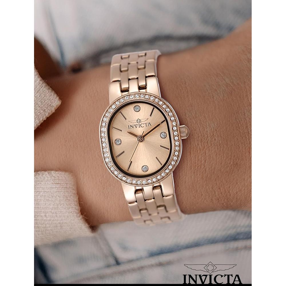 RELOJ INVICTA ANGEL MUJER CUARZO ORO ROSA PLATA - 2